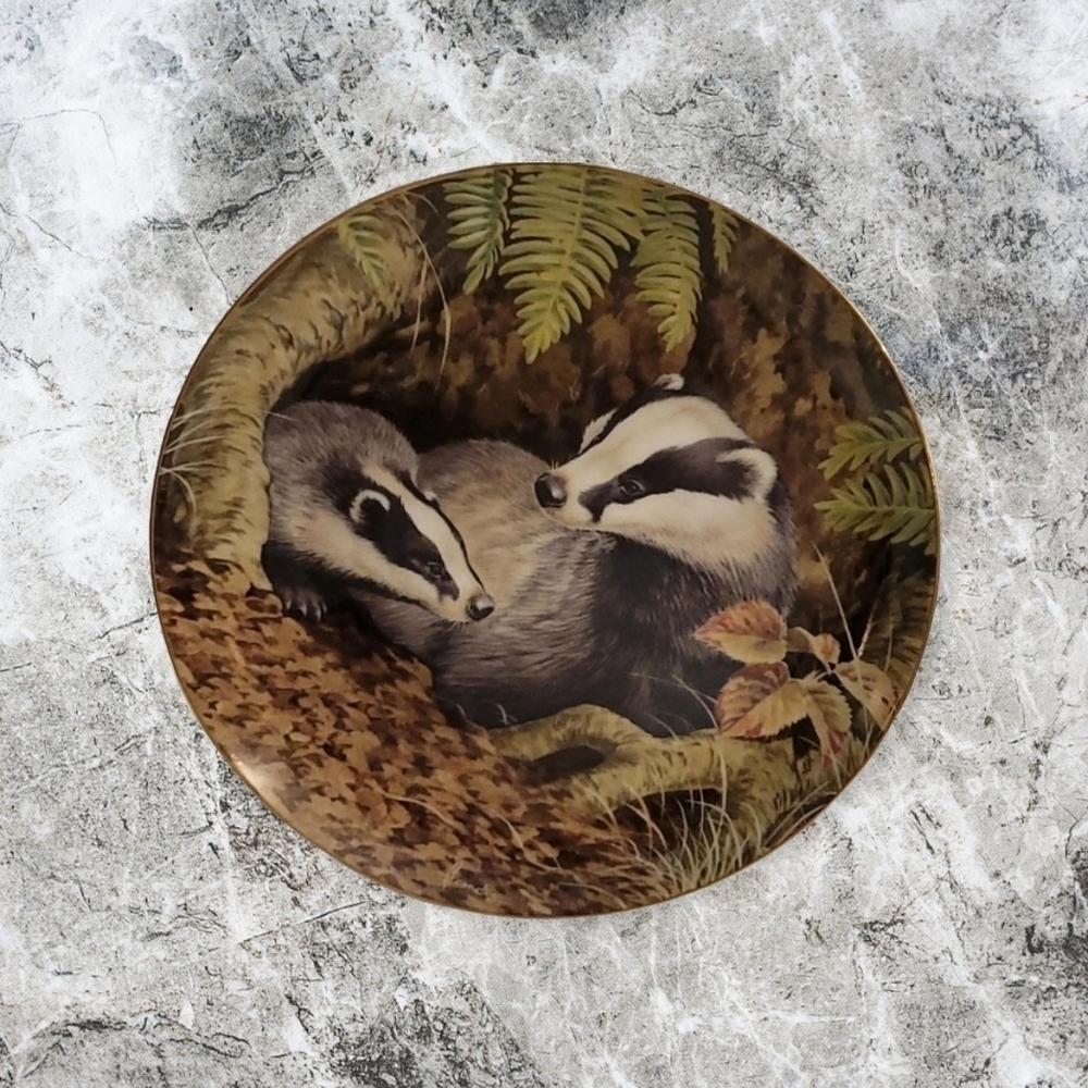 3/$30 Forest YEAR 1983 Badgers Porcelain Nature Plate